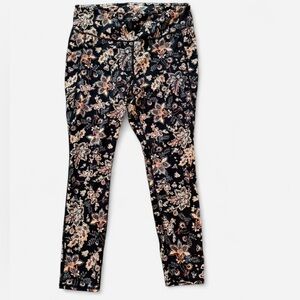 J.Jill Fit Performance Leggings Women’s Medium Floral Cropped Athleisure EUC